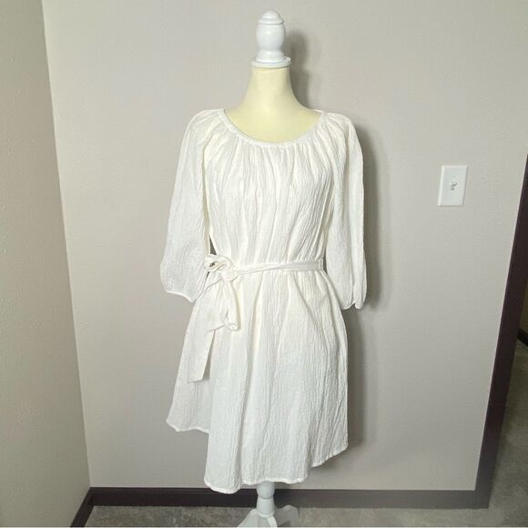 Elizabeth & James White Muslin Belted Mini Dress Women's Size Medium - Picture 15 of 15
